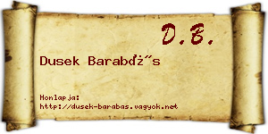 Dusek Barabás névjegykártya